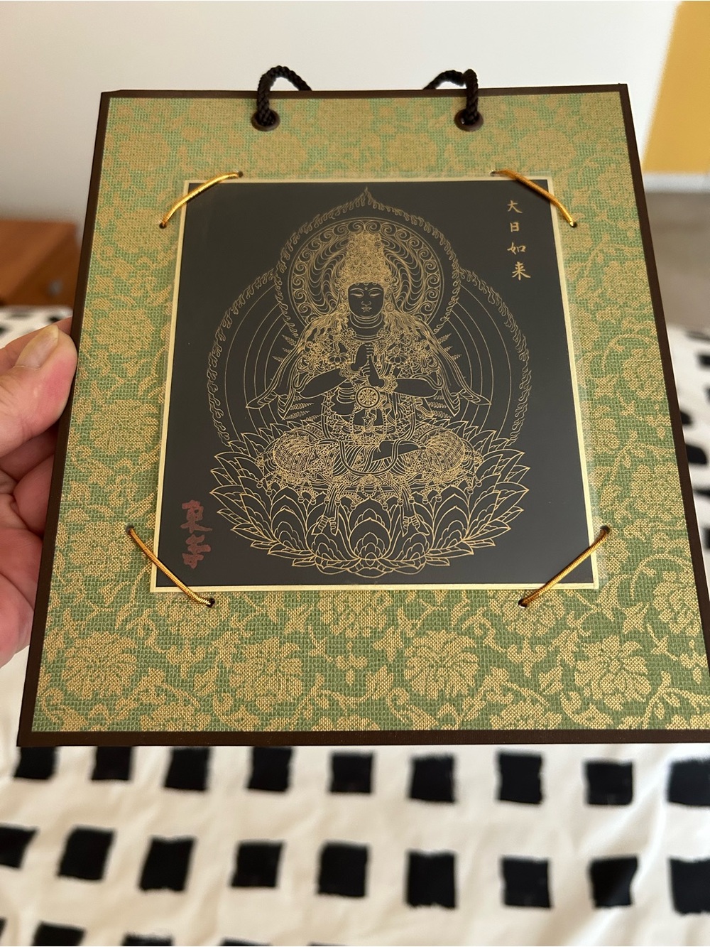 Japanese Gold on Black Lotus Buddha Wall Art